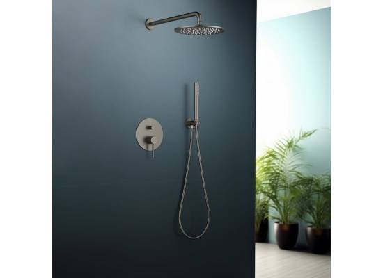 _wysyłka 24H*_ | Zestaw prysznicowy podtynkowy z deszczownicą i prysznicem BLUE WATER BOSTON BOS-ZKP.150GN gun metal (GRAFIT INOX