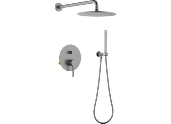 _wysyłka 24H*_ | Zestaw prysznicowy podtynkowy z deszczownicą i prysznicem BLUE WATER BOSTON BOS-ZKP.150GN gun metal (GRAFIT INOX