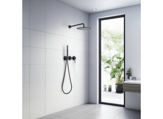 _wysyłka 24H*_ | Zestaw prysznicowy podtynkowy z deszczownicą i prysznicem BLUE WATER BOSTON BOS-ZKP.350BL czarny mat (BLACK MAT)