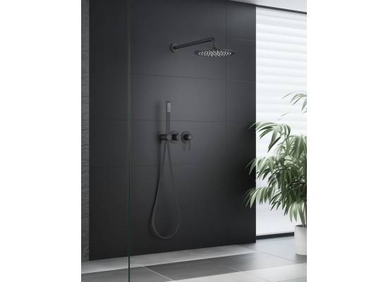 _wysyłka 24H*_ | Zestaw prysznicowy podtynkowy z deszczownicą i prysznicem BLUE WATER BOSTON BOS-ZKP.350BL czarny mat (BLACK MAT)