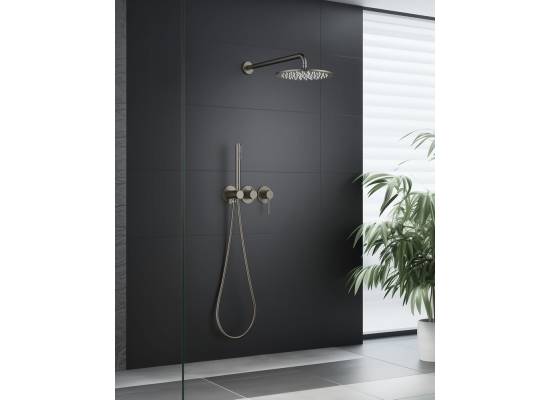 _wysyłka 24H*_ | Zestaw prysznicowy podtynkowy z deszczownicą i prysznicem BLUE WATER BOSTON BOS-ZKP.350GN gun metal (GRAFIT INOX) (BW-5901730617