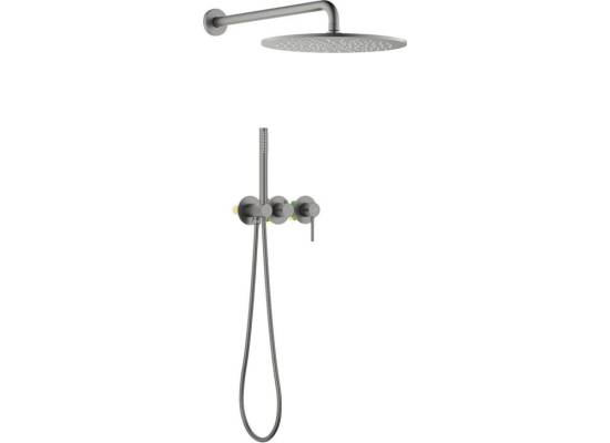 _wysyłka 24H*_ | Zestaw prysznicowy podtynkowy z deszczownicą i prysznicem BLUE WATER BOSTON BOS-ZKP.350GN gun metal (GRAFIT INOX) (BW-5901730617