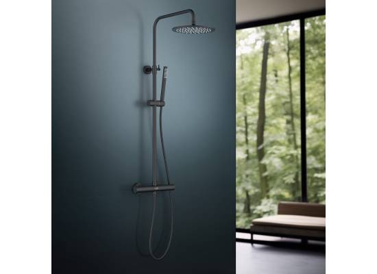 _wysyłka 24H*_ | Zestaw termostatyczny prysznicowy natynkowy BLUE WATER BOSTON BOS-ZKPN.400BL czarny mat (BLACK MAT) (BW-59017306