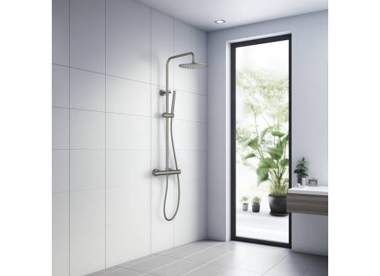 _wysyłka 24H*_ | Zestaw termostatyczny prysznicowy natynkowy BLUE WATER BOSTON BOS-ZKPN.400GN gun metal (GRAFIT INOX) (BW-5901730