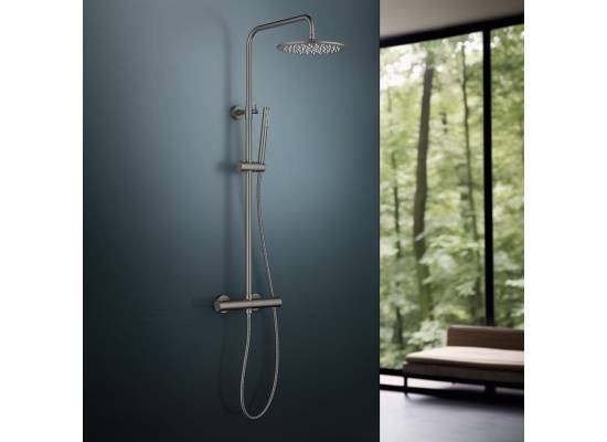 _wysyłka 24H*_ | Zestaw termostatyczny prysznicowy natynkowy BLUE WATER BOSTON BOS-ZKPN.400GN gun metal (GRAFIT INOX) (BW-5901730
