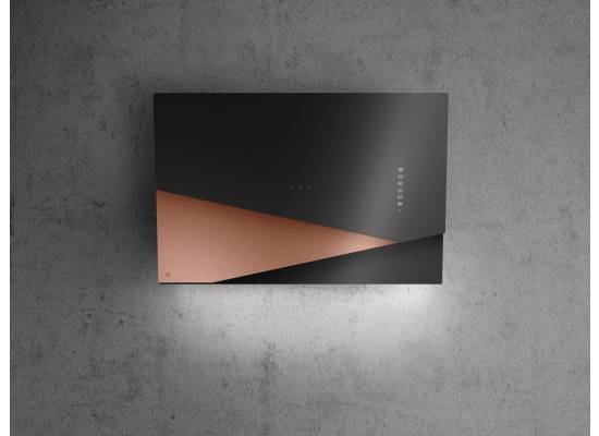 _RABAT_ | Okap przyścienny CIARKO DESIGN TRIO 90 black + rose gold | 550 m3/h (CDP9001CZ)