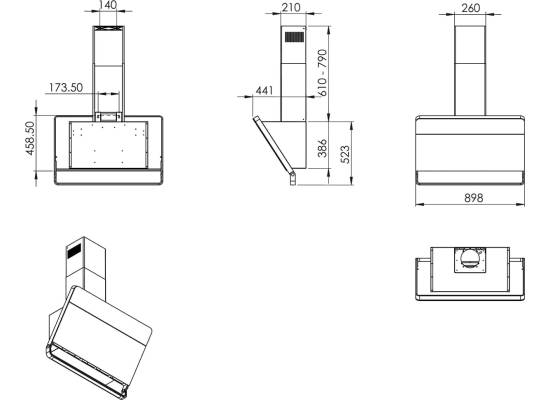 _RABAT_ | Okap przyścienny CIARKO DESIGN ILLUMIA 90 white | 730 m3/h (CDP9002B)