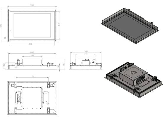 _RABAT_ | Okap sufitowy CIARKO DESIGN SU FRAME 90x60 white | 750 m3/h (CDS9002B)