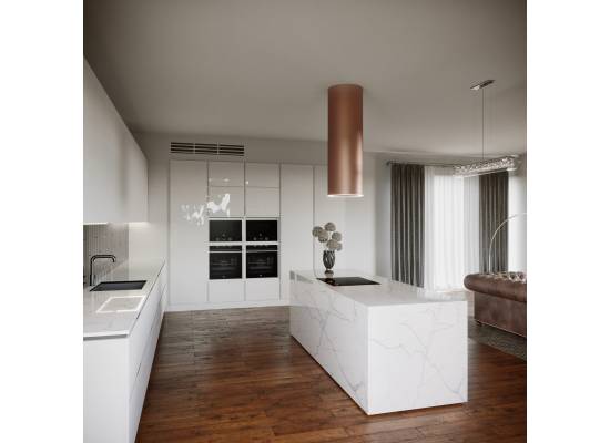 _RABAT_ | Okap wyspowy CIARKO DESIGN TUBUS W 38 gold | 670 m3/h (CDW3801Z)