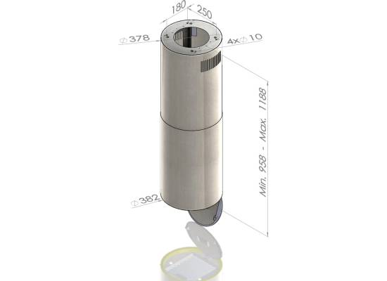 _RABAT_ | Okap wyspowy CIARKO DESIGN TUBUS W 38 gold steel | 670 m3/h (CDW3801GS)