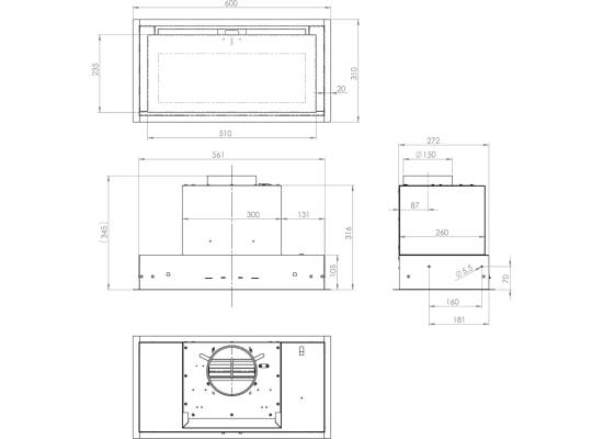 _RABAT_ | Okap do zabudowy CIARKO DESIGN SU MINI 60 white | 680 m3/h (CDZ6001B)
