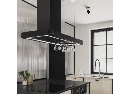 _RABAT_ | Okap wyspowy CIARKO DESIGN MINIMAL 2 black 120 (z haczykami) | 670 m3/h (CDW1202C+U)