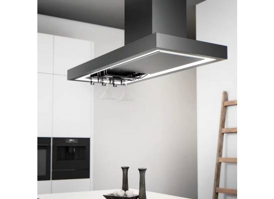 _RABAT_ | Okap wyspowy CIARKO DESIGN MINIMAL 2 black 120 (z haczykami) | 670 m3/h (CDW1202C+U)