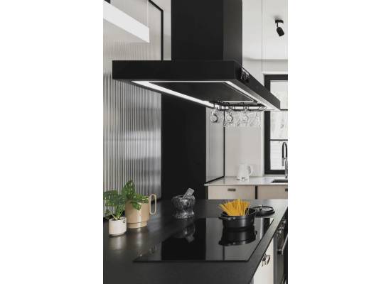 _RABAT_ | Okap wyspowy CIARKO DESIGN MINIMAL 2 black 120 (z haczykami) | 670 m3/h (CDW1202C+U)