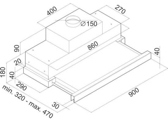 Okap CIARKO SL-TD 90 CZARNY