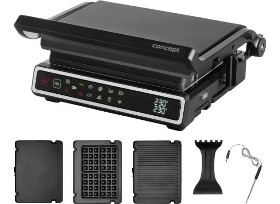 Grill ellektryczny CONCEPT z termosondą i płytą do gofrów GE3550