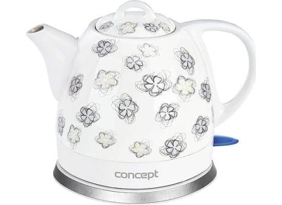Czajnik elektryczny CONCEPT ceramiczny biały kwiatki 1,0 l RK0010ne