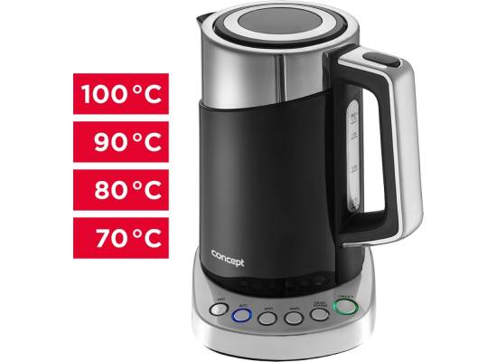 Czajnik elektryczny CONCEPT double wall 1,7 l z termoregulacją czarny RK3171