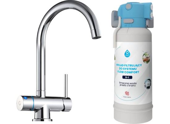 Zestaw filtrujący DAFI bateria VITO LED chrom + system FLOW COMFORT D1 z filtrem D1