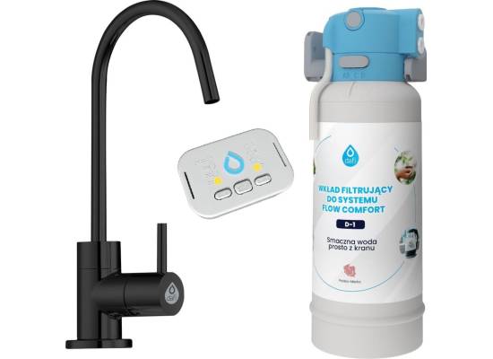 Zestaw filtrujący DAFI kranik do wody ALTO czarny + system FLOW COMFORT D1 z filtrem D1