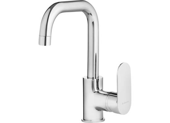 DEANTE ALPINIA BGA024M bateria umywalkowa z prostokątną wylewką z click-clack z przelewem CHROM