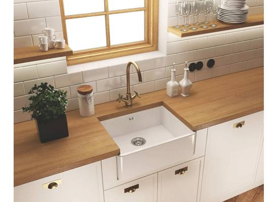 DEANTE ZLEW. SABOR CERAM. Z KOŁNIERZEM BIAŁY 1K B/O 595x475x200+SPACE SAVER