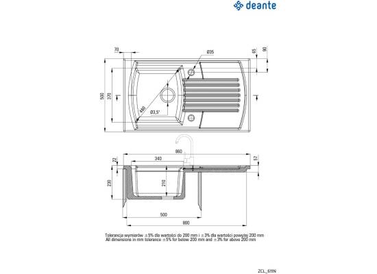Zlewozmywak DEANTE LUSITANO ZCL611N BIAŁY