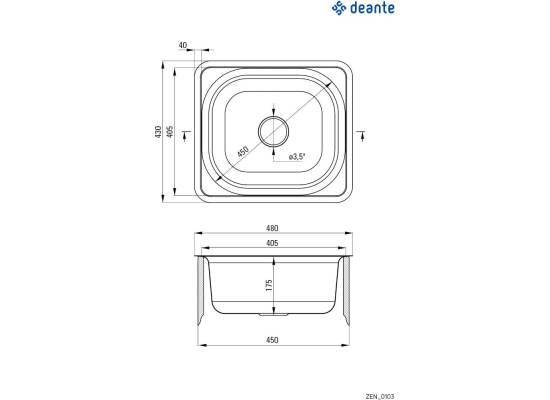 DEANTE ZLEW. DOPPIO SATYNA 1K B/O 480x430x180, 3,5