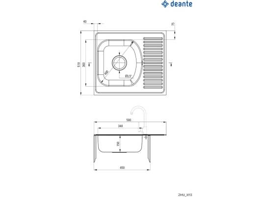 Zlew DEANTE TECHNO ZMU3113 DEKOR (LEN)*** zamów wycięcie otworów GRATIS ***