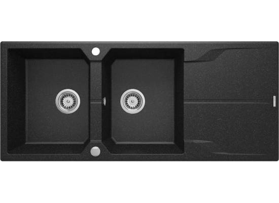 DEANTE ZQN_2213 ZLEW.ANDANTE GRAFITOWY GRANIT 2K Z/O 1160x500x210, 3,5"+SPACE SAVER