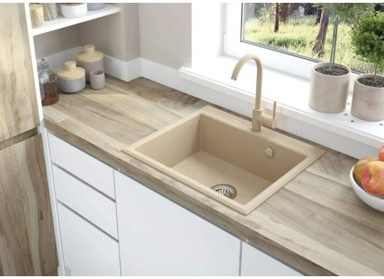 DEANTE ZLEW. ANDANTE PIASKOWY GRANIT 1K 600x520x197 + SPACE SAVER