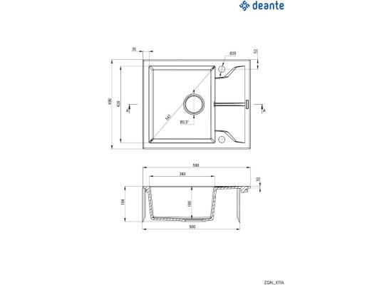 DEANTE ZQN_T11A ZLEW.ANDANTE ANTRACYT METALIK GRANIT 1K Z/KO 590x490x194+SPACE SAVER - NOWOŚĆ