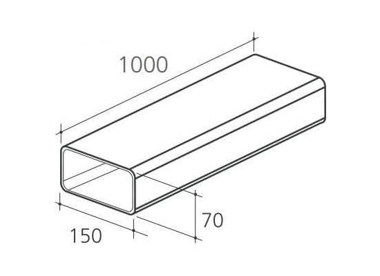 Rura ELICA prostokątna 150x70x1000 mm (1052A)