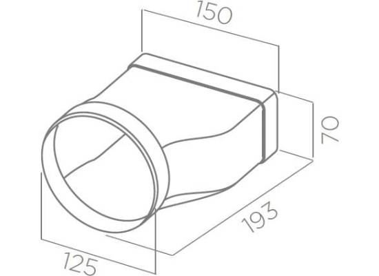 Łącznik ELICA 150x70 - Ø125 mm (1052G)