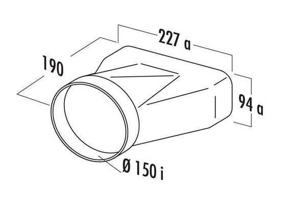 Łącznik ELICA prostokątny-okrągły 227x94 Ø150 mm (KIT0121008)