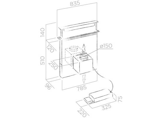 _kupon RABAT %_| Okap blatowy ELICA downdraft PANDORA IX/F/90 stal nierdzewna + czarne szkło | 669 m3/h (PRF0120980)