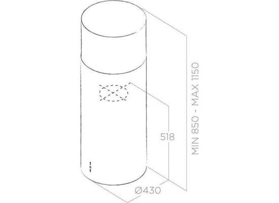 _kupon RABAT %_|_wysyłka 24H*_| Okap wyspowy ELICA TUBE PRO ISLAND BL MAT/A/43 czarny mat | 603 m3/h (PRF0090717B)