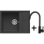 Zestaw ELLECI | zlew UNICO 125 + bateria C01 CADDY | nero G40 (LGU12540+MGKC0140)