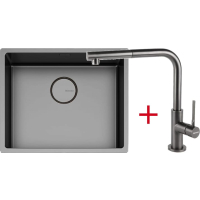 _wysyłka 24H*_| Zestaw FALMEC | zlew COMO PVD 50 + bateria TREVI CORNER | GUNMETAL (szczotkowany grafit)