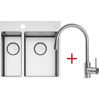 Zestaw FALMEC | zlew GARDA 1831 + bateria PURE STEEL ROUND | stal szczotkowana INOX