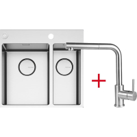 Zestaw FALMEC | zlew GARDA 3118 + bateria PURE STEEL CORNER | stal szczotkowana INOX Zestaw FALMEC | zlew GARDA 3118 + bateria PURE STEEL CORNER | stal szczotkowana INOX