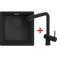 _wysyłka 24H*_| Zestaw FALMEC | zlew ISEO CERAMIX 40 + bateria ISEO CORNER | BLACK (czarny mat)