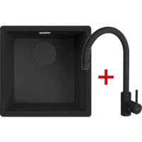 _wysyłka 24H*_| Zestaw FALMEC | zlew ISEO CERAMIX 40 + bateria ISEO ROUND | BLACK (czarny mat)