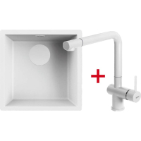 Zestaw FALMEC | zlew ISEO CERAMIX 40 + bateria ISEO CORNER | WHITE (biały mat)