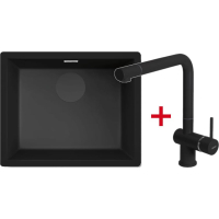 Zestaw FALMEC | zlew ISEO CERAMIX 50 + bateria ISEO CORNER | BLACK (czarny mat)