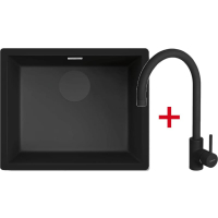 Zestaw FALMEC | zlew ISEO CERAMIX 50 + bateria ISEO ROUND | BLACK (czarny mat)