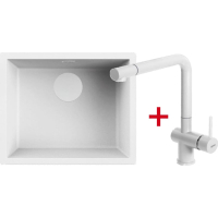 Zestaw FALMEC | zlew ISEO CERAMIX 50 + bateria ISEO CORNER | WHITE (biały mat)