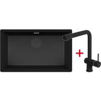 _wysyłka 24H*_| Zestaw FALMEC | zlew ISEO CERAMIX 70 + bateria ISEO CORNER | BLACK (czarny mat)