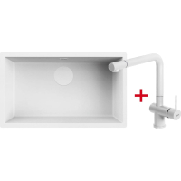 Zestaw FALMEC | zlew ISEO CERAMIX 70 + bateria ISEO CORNER | WHITE (biały mat)