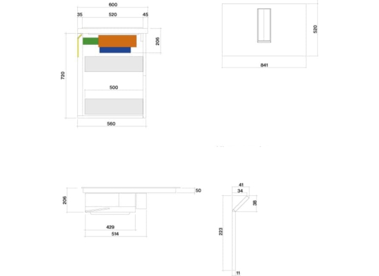 __RABAT_5%__ Płyta indukcyjna z okapem FALMEC QUANTUM EASY 84 czarny | 600 m3/h | z filtrem węglowym |__5_LAT_GWARANCJI__|